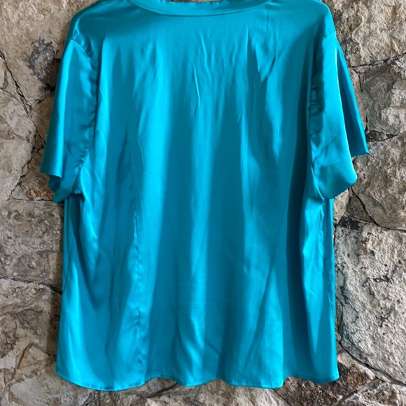 Marina Rinaldi turquoise silk top - Picture 3 of 6